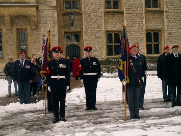 Standing to attention outside the Chapel